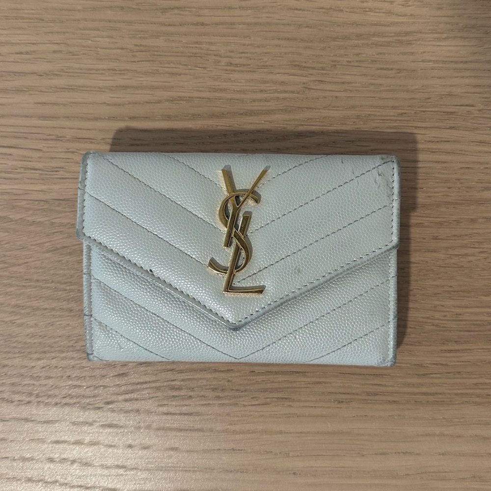 Saint Laurent YSL White Envelope Wallet